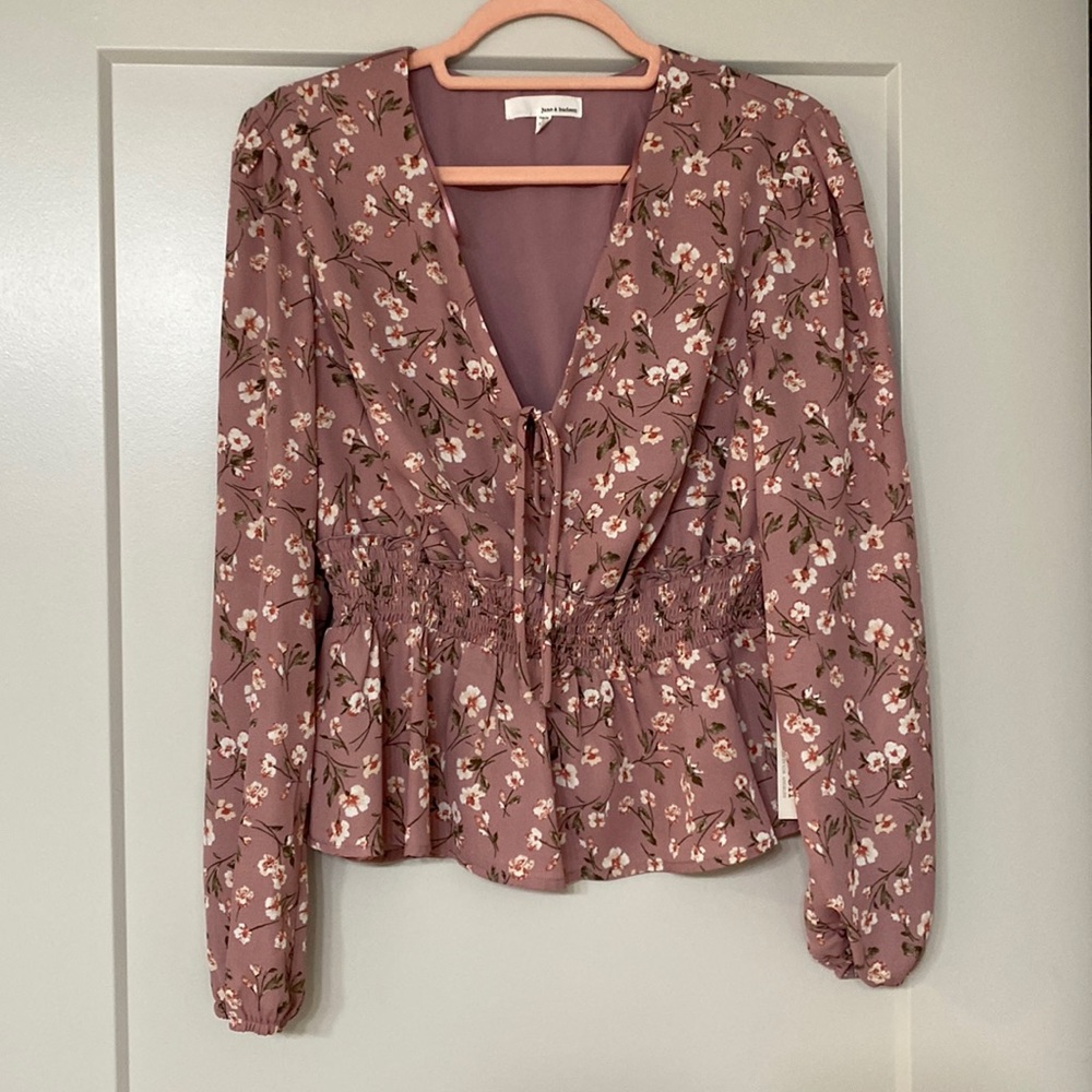 NWT June & Hudson blush pink floral long sleeve top